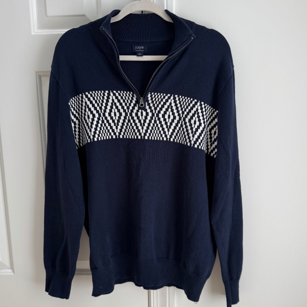 J.Crew Men’s Quarter-Zip Sweater – Navy Blue – Size Large